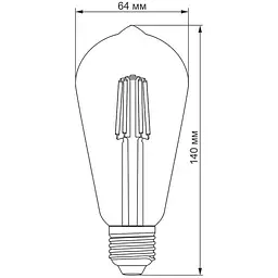 LED лампа Titanum Filament ST64 6W E27 2200K бронза (TLFST6406272A) - мініатюра 3
