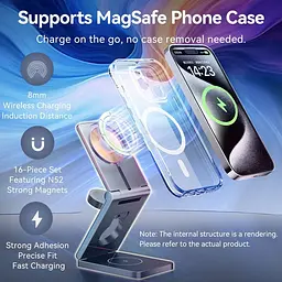 Зарядний пристрій Vention 15W 3-in-1 Magnetic Wireless Fast Charger Gray (FGFH0) - мініатюра 6
