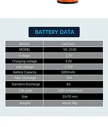 Акумулятор промисловий VariCore 21700 VC-2150 5000mAh 3.7V B 25A (2912000501) - мініатюра 5