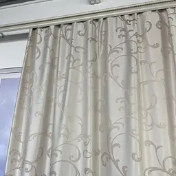 Жакардові штори бежевого кольору з вензелем на тасьмі 2шт. 150х270 ALBO pbe0052397 - мініатюра 2