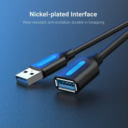 Дата кабель USB 3.0 AM/AF 0.5m black Vention (CBHBD) - мініатюра 5