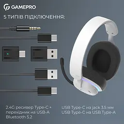 Навушники GamePro Asgard Bragi 7.1 RGB Tri-Mod White бездротові (HSW250W) - мініатюра 8