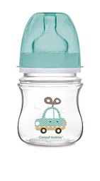 Пляшка з широким отвором антиколікова "Easystart" Кольорові звірята 120 мл Блакитна