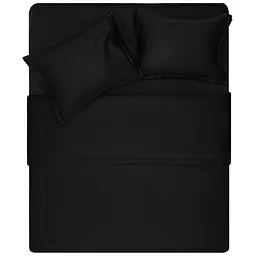 Простирадло Ardesto Mix&Match Premium 100% бавовна, сатин чорний 180х240 см (ART1824FSL) - мініатюра 4