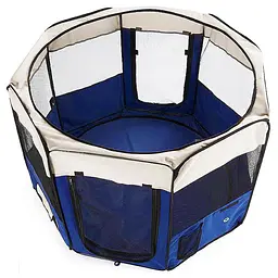 Вольєр-манеж для цуценят SenFul Foldable Pet Play Pen, синій з бежевим - мініатюра 3