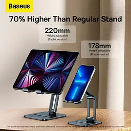 Тримач Baseus Desktop Biaxial Foldable Metal Stand (for Phones 7") (LUSZ000013) - мініатюра 9