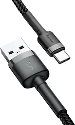 Кабель Baseus Cafule USB для Type-C 3A 1m grey black (CATKLF-BG1) - мініатюра 3