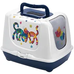 Moderna Trendy Cat Friends Forever закритий туалет для котів з фільтром та совком чорничний 50х39х37 см
