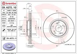Диск тормозной передний вентилируемый Honda Accord VII 02-12г Brembo ( 09.A272.11 )