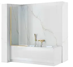 Шторка для ванни Rea Elegant 80 brushed gold нерухома REA-W6601, Універсальна, прозорий, золотий