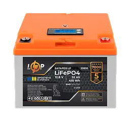 Акумулятор LP LiFePO4 12,8V - 32 Ah (410Wh) (BMS 50А/25A) пластик LCD для ДБЖ