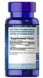Тирозин L-Tyrosine 500 mg 100 капсул Puritan's Pride vit0004856 - мініатюра 2