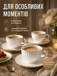 Порцеляновий кавовий набір на 6 персон, 12 предметів, чашки 100 мл із блюдцями 11 см (49676282) - мініатюра 9
