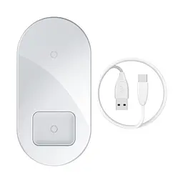 Беспроводное зарядное устройство Baseus Simple 18W 2 in 1 Белый (WXJK-02) - мініатюра 4