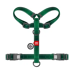 Шлея для собак WAUDOG Nylon Mono H-подібна з QR паспортом, світловідбивна, М зелена (545718) - мініатюра 2