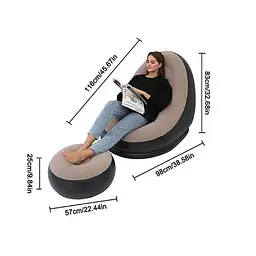 Надувне крісло з пуфом Air Sofa (велюрове покриття) - мініатюра 6