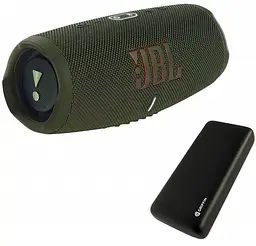Портативна акустика JBL Charge 5 Green + Griffin 20000 mAh (JBLCHARGE5GRNPB)
