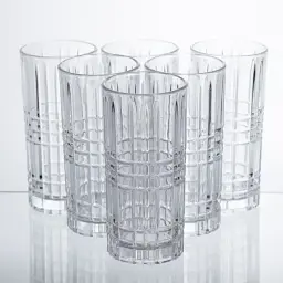 Набір склянок Yiwu Geometric Glass 6 штук по 300 мл з рельєфним візерунком для лимонадів соку води коктейлів склянки скляні HP-17-3