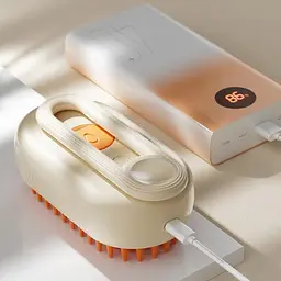 Парова щітка масажер з ручкою Steamy Brush, для сухого та вологого вичісування Білий - мініатюра 3