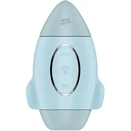 Вакуумний стимулятор клітора з вібрацією Satisfyer Mission Control блакитний