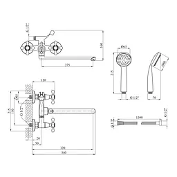 Змішувач для ванної Agua Toledo-C074 CV018083 Хром - мініатюра 2