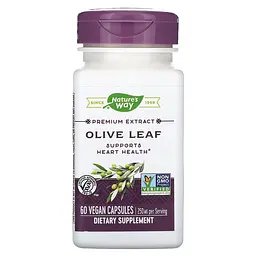 Екстракт оливи Nature's Way Olive Leaf Premium Extract, 60 капсул для підтримки серця та імунної системи