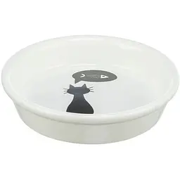 Миска для котів Trixie керамічна 0.25 л 13 см біла з чорним котиком (24499)