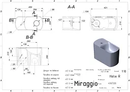 Умивальник Miraggio HELIX R (0001549) Miramarble, Глянцевий, Підвісний, Білий - мініатюра 2
