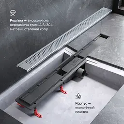 Трап для душу лінійний AM.PM Primeflow Cut Gradient 800 мм, універсальний затвор, хром (W02SC-P11-080-01SB) - мініатюра 4