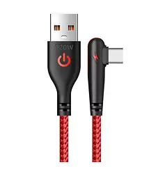 Плетений кабель для швидкого заряджання USB Type C. 90 градусів. Червоний 1,5 м 
