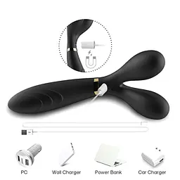 Вібратор-кролик B - Series Joy Y-Wand, 19.2 см (чорний) - мініатюра 9