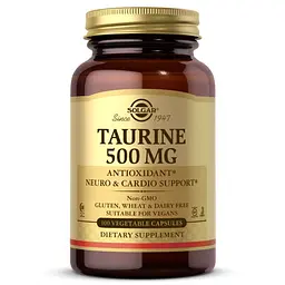 Амінокислота Solgar Taurine 500 mg, 100 вегакапсул
