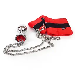 Наручники з металевою анальною пробкою Art of Sex Handcuffs with Metal Anal Plug, M, Red Art of Sex SO6182 92993 - мініатюра 3