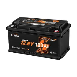 Акумуляторна батарея літій-залізо-фосфатна з Bluetooth 12.8В 100А*год LiFePO4 LiTime H190 L12V100-100-H190-BT-4-AC150 (44-00515)
