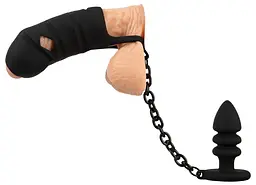 Пояс вірності для чоловіків Black Velvets Cock Cage With a Butt Plug 11.5 см чорний - мініатюра 4