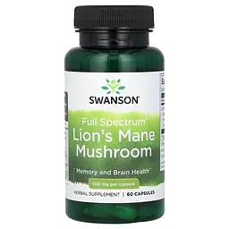 Гриби Full Spectrum Lion's Mane Mushroom 500 mg 60 капсул Swanson vit0006078