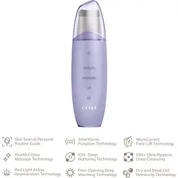 Мікрострумовий скрабер для шкіри та усунення чорних точок GESKE MicroCurrent Skin Scrubber & Blackhead Remover 9 в 1 фіолетовий - мініатюра 3