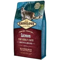 Сухий корм Carnilove Cat Sensitive & Long Hair для котів з чутливим травленням лосось 2 кг