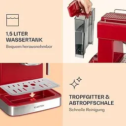 Кавоварка Klarstein Gusto Classico 20 бар 1,5 л 1350 Вт (10035565) - мініатюра 7