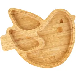 Дитяча бамбукова секційна тарілка Miniland Wooden Plate Chick, на присосці, коричневий
