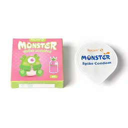 Насадка на член Recare Green Monster Spike Condom (презерватив з рядом кульок і вусиками на кінчику) - мініатюра 4