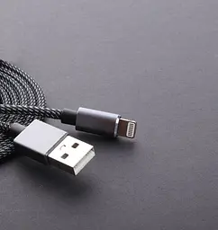 Кабель Aspor A132 Nylon USB – Lightning 2.4A/1.2м- чорний - мініатюра 4
