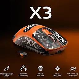 Бездротова мишка ATTACK SHARK X3 Orange | Сенсор PAW3395 | 65 годин акум - мініатюра 2