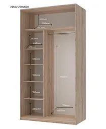 Шафа-купе Doros Сіті Лайт Дуб Cонома 2 Дзеркала 120х60х225 (42002036) - мініатюра 8