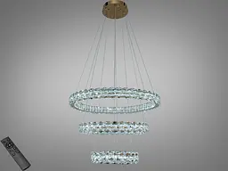 Підвісна LED-люстра Diasha 7895/800+600S-gold для вітальні, залу та сходів, кришталь, 95 W, 75 см, 16-25m2