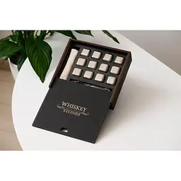 Сталеві кубики для віскі Whiskey Stones у дерев'яній коробці - 12 кубиків для охолодження віскі - мініатюра 2