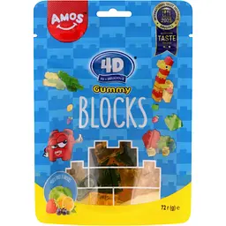 Цукерки желейні Amos Кубики 4D асорті 72 г