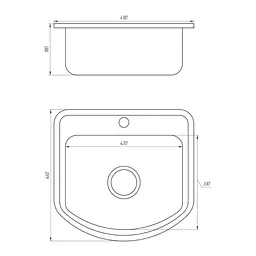 Мийка кухонна Mira MR 4946 E заокруглені кути 490х460х180 мм Satin 30412 - мініатюра 2
