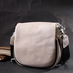 Молодіжна сумка з декором у вигляді кнопок з натуральної шкіри Vintage 22389 біла - мініатюра 9