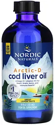 Риб'ячий жир із печінки тріски + Д3 Nordic Naturals Arctic-D Cod Liver Oil 237 мл Лимон